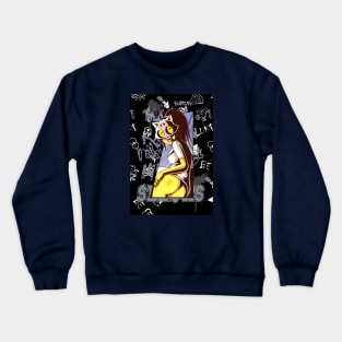 Dope Slluks dancing girl character looking for trouble drawing Crewneck Sweatshirt